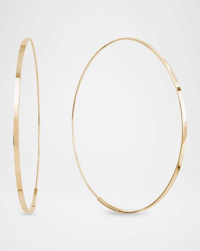 50mm Medium Flat Magic Hoop Earrings in 14K Yellow Gold